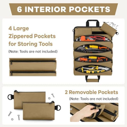 ANILD 15.5 Inch Extra Long Tool Bag Roll Up, Roll Up Tool Bag Organizer - Image 4