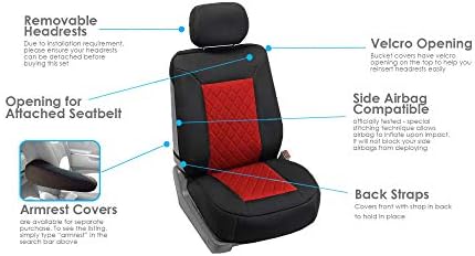 FH Group Car Seat Cover Cushion - 2 Pack Seat Covers for Cars Trucks SUV, Red Black Neosupreme Car Seat Cushions, Waterproof Car Seat Cover Cushion, Universal Fit Car Seat Protector - Image 6