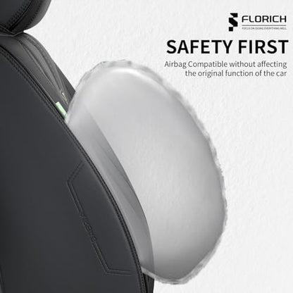 FLORICH Car Seat Covers, Black Leather Car Seat Covers Front Seats, Premium Leatherette Car Seat Cushion for Cars, Automotive Seat Protectors Universal Fit for Most Sedans Cars SUV Trucks - Image 4