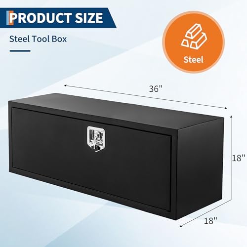Garvee Black Steel Truck Bed Tool Box, Trailer Tongue Box, Truck Storage Organizer Tool Chest For Truck Bed, RV, Trailer (36 in x 18 in x 18 in-NEW) - Image 3