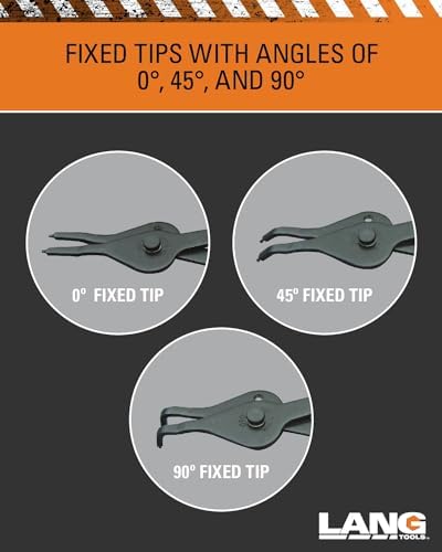 Lang Tools (3495) 12-Piece Fixed Tip Combination Internal/External Snap Ring Pliers Set - Image 3