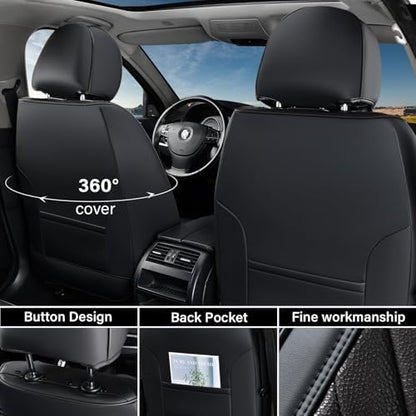 Coverado Car Seat Covers Front Seats, 2 Pack Waterproof Leather Seat Covers for Cars, Luxury Car Seat Protector, Anti-Slip Design Seat Cushions, Black Seat Covers Universal Fit for Most Cars - Image 2