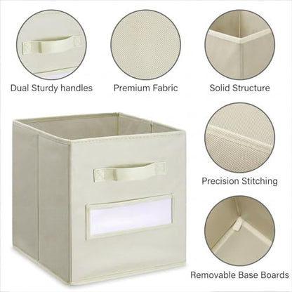 Storage Bins,13" Cube Storage Bin with Labels,10pcs,Beige - Image 2