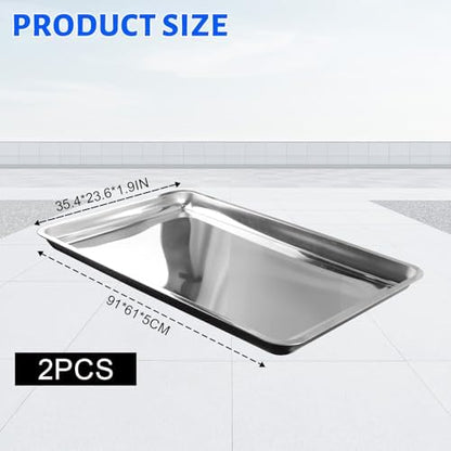Luyizyo 2PCS Stainless Steel Oil Drip Pan for Under Car 35.4 x 23.6 x 1.9 - Image 2