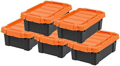 IRIS USA 5-Pack 3 Gal Heavy Duty Lockable Storage Totes with lids, Orange by IRISUSA