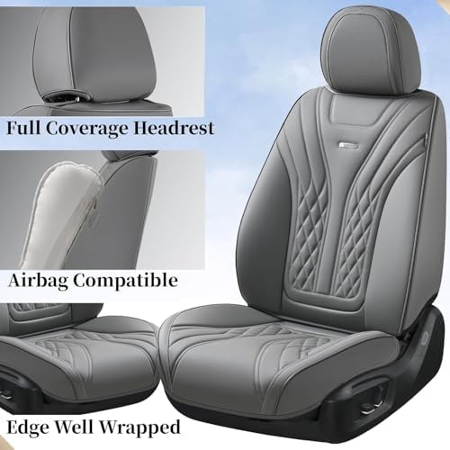 Coverado Car Seat Covers, Car Seat Covers Front Seats, 2-Pack Front Seat Cover, Nappa Leather Waterproof Seat Covers, Car Seat Protectors, Automotive Seat Covers Universal Fit for Most Vehicles - Image 2