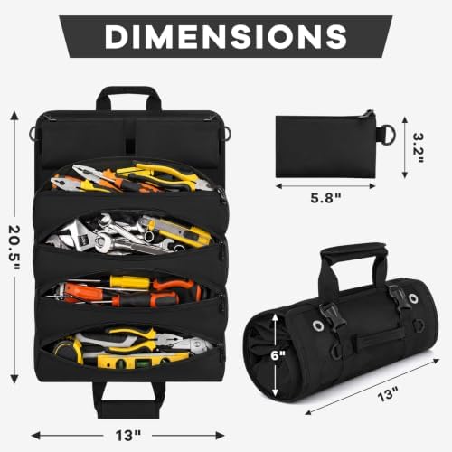 ANILD 13 Inch Regular Long Tool Bag Roll Up, Roll Up Tool Bag Organizer - Image 2