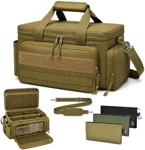 15-Inch Tool Bag Multi-purpose Tool Organizer Bag with 3 Tool Pouches and Adjustable Shoulder Strap，Tactical Range Bag,Work Tote Electricians, Carpenters, Repairmen, Handymen (Khaki) by Unknown