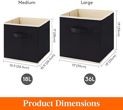 Lifewit Storage Cubes, 11 Inch Organizer Bins, 18L Black, 6 Packs - Image 4