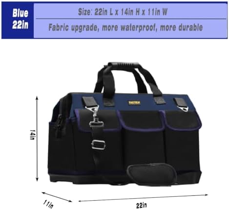 FASTECH 22in Heavy Duty Bottom Tools Bag With Wide Mouth For Tool Storage, Carrier and Organizer, Tote Bag for Men/Women, Wide Mouth Tool Bags With Inside Pockets (22 Inch) - Image 2