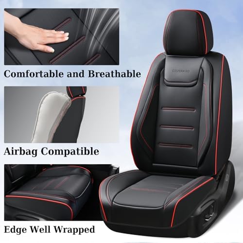 Coverado Car Seat Covers, Front Covers for Cars, Car Seat Cover Front Seats, Car Seat Protector Waterproof, Leather Cushion, Universal Interior Covers Seat Protectors for Most Cars - Image 2