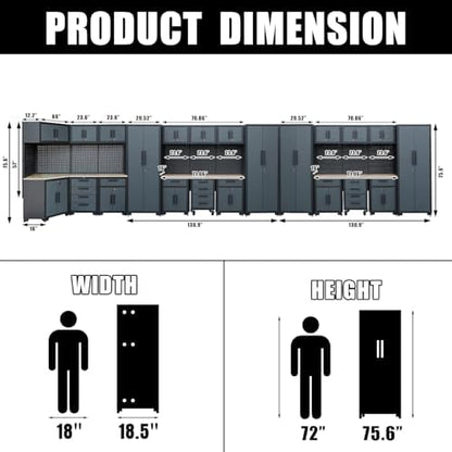 26Pcs Garage Storage Cabinet System, Black Grey - Image 3