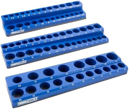 OEMTOOLS 22486 3-Pc Magnetic Socket Organizer to Hold 68 Metric Sockets by OEMTOOLS