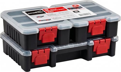 3-Pack Organizer Set – Small Parts Storage Boxes with Removable Dividers – 1 Medium & 2 Mini Hardware Cases for Screws, Bolts, Crafts – Durable Nylon Toolbox for Garage or Travel Use by GatorClamps