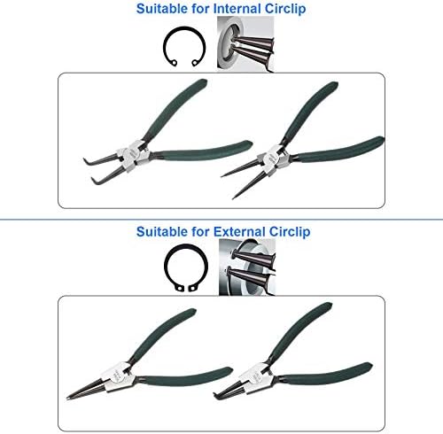 4 Piece 7 Inch Internal/External Snap Ring Pliers Set Heavy Duty Circlip Pliers Kit Straight/Bent Jaw Pliers for Ring Remover Retaining and Remove Hoses - Image 4