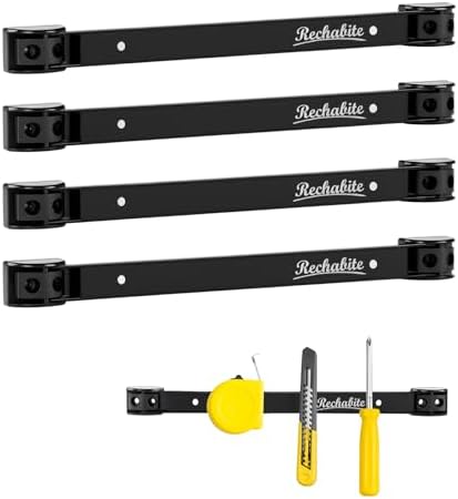 4 Pieces 12" Magnetic Tool Holder Strip, Black Magnet Bar, Metal Tool Organizer Rack for Garage Organization, Easy To Install in Workshop, Mounting Screws Included by RechabiteMagneticTools