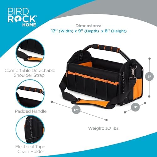 INTERNET'S BEST Open Top Electricians Tool Bag - Custom Electrician Organizer, Tool Carrier - 16 Pocket Utility Tool Box - Portable Shoulder Tote for Tech, Plumbers, Painters, Construction - 17 Inch - Image 3