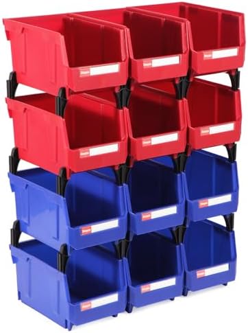 12 Packs Stackable Storage Bins, 7" x 5" x 4" Parts Bin, by Shineyaplus