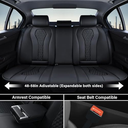 Coverado Seat Covers, Car Seat Covers Full Set, Black Car Seat Cover, Car Seat Covers Front Seats Back Seat Cover, Waterproof Car Seat Cushion, Leather Seat Covers Seat Protector Fit for Most Cars - Image 3