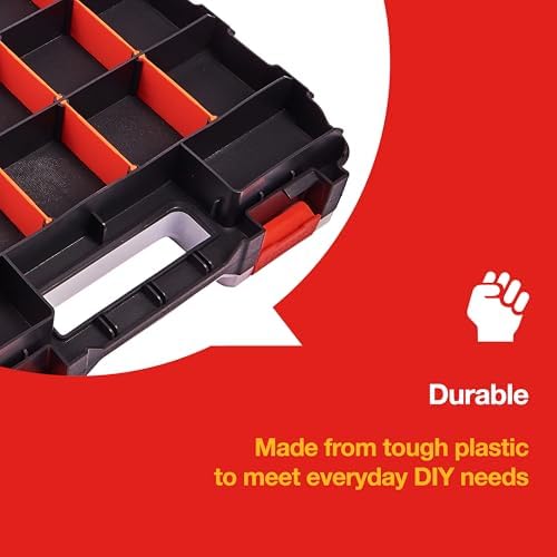 Amtech S6463 Double-Sided Storage Organiser Screw, Assortment Box for Hardware, 34 Adjustable Compartments, Durable Plastic Construction, 32 x 26 x 8cm - Image 3