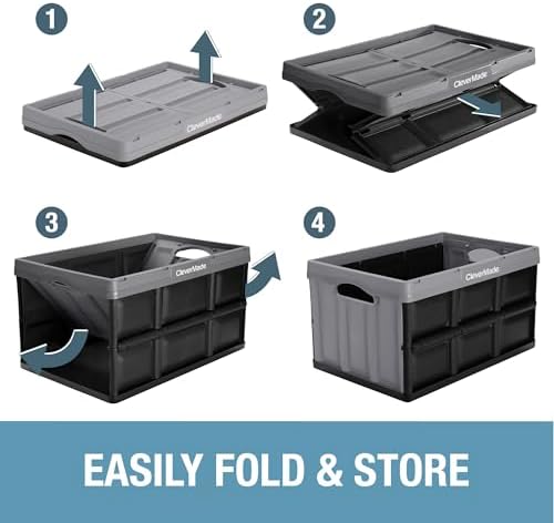 CleverMade Collapsible Storage Bins, 62L 3 Pack, 100 lb Stackable, Stone - Image 5
