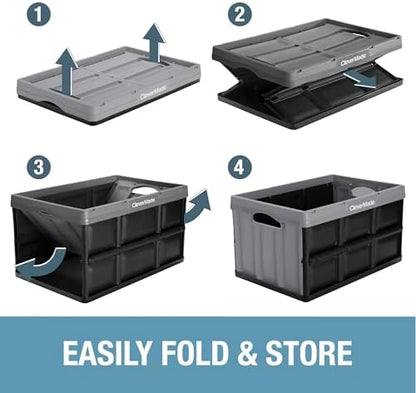 CleverMade Collapsible Storage Bins, 62L 3 Pack, 100 lb Stackable, Stone - Image 5