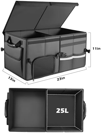 Car Trunk Organizer, 2 Compartments Car Storage Box with Lip - Image 4