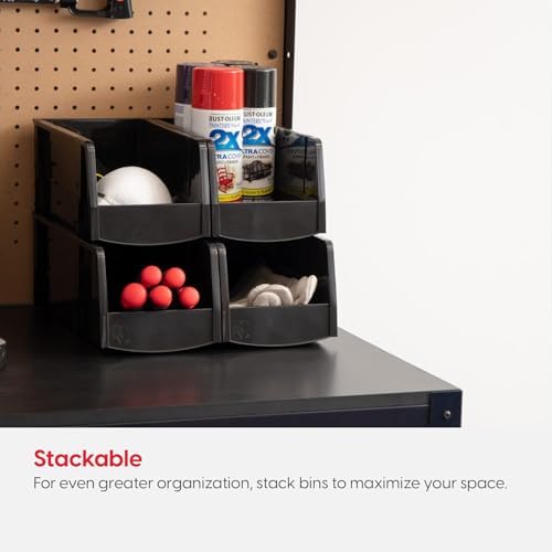 IRIS USA 8-Pack, Medium Stackable Storage Bins, Black - Image 4