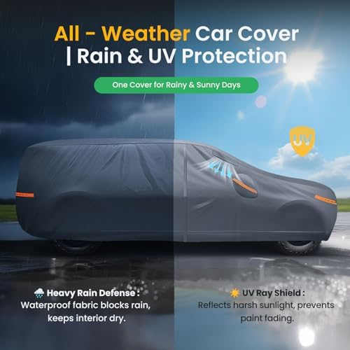 Waterproof XC90(2015-2026) Car Cover with Breathable Vents, [Upgrade] Premium Covers with Cotton Liner and Zipper Door,Sun Rain Snow Dust Uv Protection.(Gift with Towel Storage Bag) - Image 5
