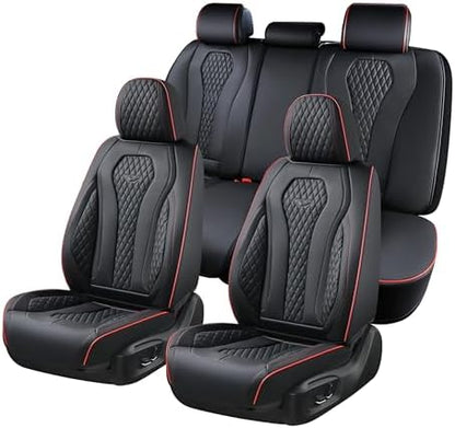 Coverado Automotive Seat Covers 5 Seats, Leather Seat Covers Fullset, Black Car Seat Covers, Luxury Car Seat Covers, Seat Cushion, Driver Seat Covers, Car Seat Protector Universal Fit Most Cars by COVERADOAUTO