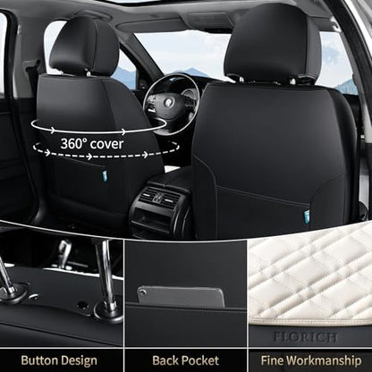 FLORICH Seat Covers, Atomutive Car Seat Covers Full Sets, Waterproof Seat Cover for Cars, Luxury Leather Universal Seat Cover Accessories Fit for Most Cars SUV Truck Sedans(White) - Image 4