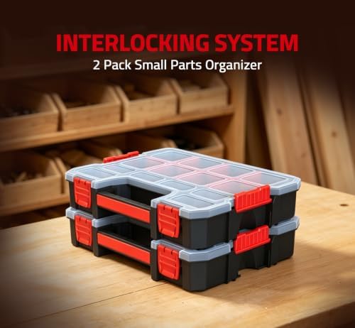 Tools Organizer, Small Parts Storage Toolbox, 14.8 * 11.4 * 2.6" Durable Hardware Box Storage - Image 4