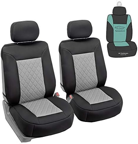 FH Group Car Seat Cover Cushion - 2 Pack Seat Covers for Cars Trucks SUV, Gray Black Neosupreme Car Seat Cushions, Waterproof Car Seat Cover Cushion, Universal Fit Car Seat Protector by FHGroup