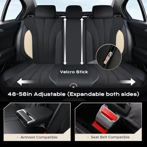 Coverado Car Seat Covers Full Set, Waterproof Automotive Seat Protectors 5 Seats,Beige Driver Protectors Universal Fit for SUVs, Trucks, Sedans,Car Accessories - Image 4