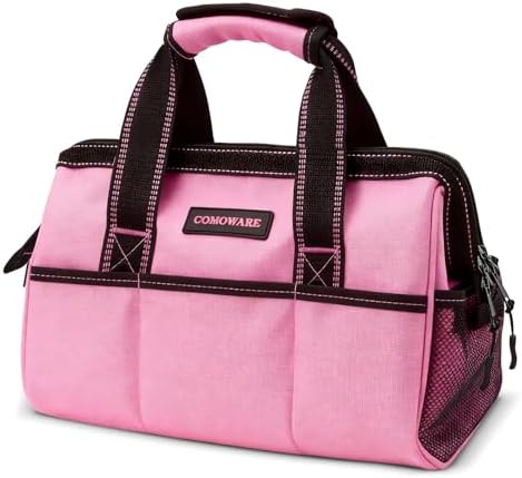 13-Inch Tool Bag for Women, Pink Soft Storage Bag with Inside Pockets by COMOWARE
