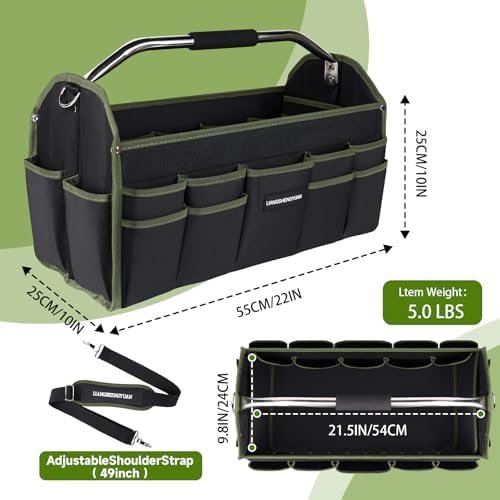 22In Electrician Tool Bag, Foldable Bags For Men Heavy Duty, Open Top Tool Tote, 30 Pockets Can Hold Many fittings, Organizer Stainless Steel Handle and Removable Shoulder Strap - Image 6