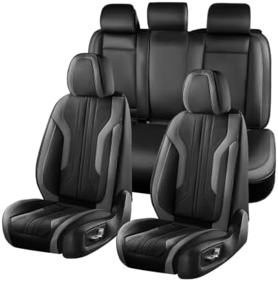 Coverado Car Seat Covers Full Set, Seat Covers for Cars, Front Seat Covers and Back Seat Cover Waterproof Leather Automotive Seat Cover, Universal Car Interior Protectors Cushion for Most Cars by COVERADOAUTO