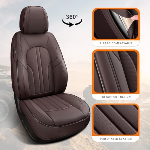 MINGBRON Car Seat Covers,Car Seat Protector Waterproof,Seat Covers Full Set, Car Seat Protectors,Automotive Seat Covers Fit for Most Cars Brown - Image 6