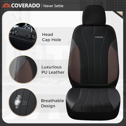 Coverado Seat Covers 5 Seats, Luxury Car Seat Covers Full Set, Automotive Car Protectors, Coffee Auto Seat Covers, Car Accessories Universal Fit for SUVs, Trucks, Sedans - Image 6