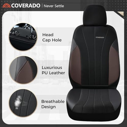Coverado Seat Covers 5 Seats, Luxury Car Seat Covers Full Set, Automotive Car Protectors, Coffee Auto Seat Covers, Car Accessories Universal Fit for SUVs, Trucks, Sedans - Image 6