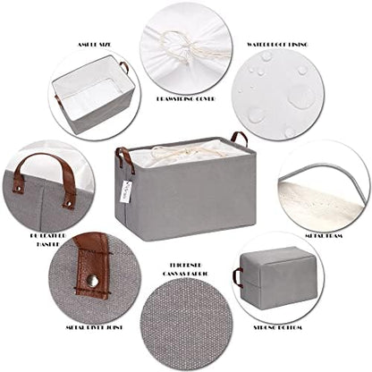 Hinwo 31L Large Canvas Storage Bin with Lid and Handles, 2-Pack - Image 4