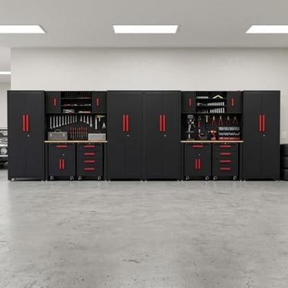 16Pack Garage Cabinet Storage System, Heavy Duty Workshop Set,Red - Image 5