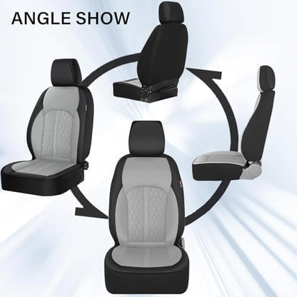 Coverado Universal Leather Seat Covers Front Seats, Front Seat Covers for SUV, Pickup Truck, Sedan, Automotive Vehicle Interior, Waterproof and Durable All Weather Protector，Black&Gray - Image 5