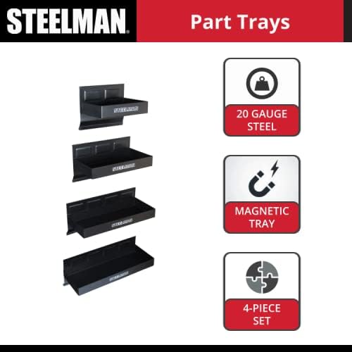 Steelman Non-Marring Magnetic Tool/Parts Storage Trays for Rolling Toolboxes, Durable Steel, 4-Piece Set - Image 6