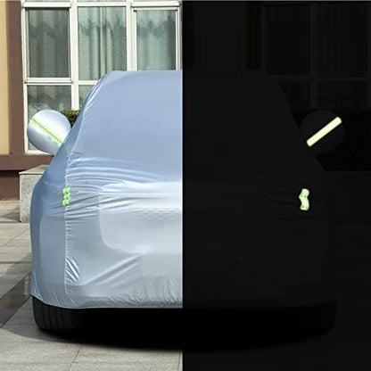 Tecoom Light Shell Waterproof UV-Proof Windproof Car Cover Classic Zipper Design for All Weather Indoor Outdoor Fit 206-215 Inches Full-Size SUV - Image 6