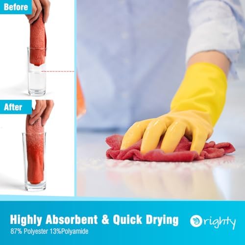 Orighty Microfiber Cleaning Cloth 5 Pack, Red Cleaning Rags 12x11 inch - Image 3