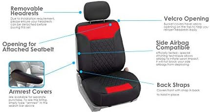 FH Group Car Seat Cover Cushion - 2 Pack Seat Covers for Cars Trucks SUV, Red Black Neosupreme Car Seat Cushions, Car Seat Cover Cushion, Universal Fit Car Seat Protector - Image 3