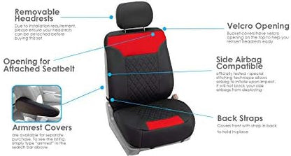 FH Group Car Seat Cover Cushion - 2 Pack Seat Covers for Cars Trucks SUV, Red Black Neosupreme Car Seat Cushions, Car Seat Cover Cushion, Universal Fit Car Seat Protector - Image 3