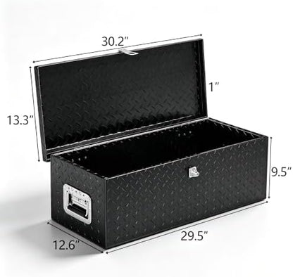 TUFFIOM 30" Aluminum Truck Bed Tool Box, Heavy Duty Diamond Plate Trailer Tool Box with Side Handle & Lock Keys, Tool Storage Organizer Chest for Pick up,Truck Bed,ATV,RV Trailer - Image 6