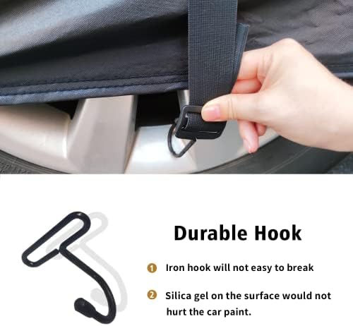 SEAZEN Car Cover Straps Wind Protector, 3Pcs Adjustable Elastic Windproof Ropes Protect Car Cover from High Winds, Universal Fit Most Cars (Black) - Image 3